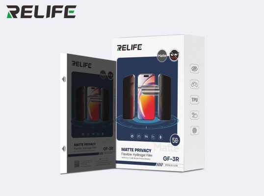 מגן מסך סיליקון RELIFE GF-3R MATTE PRIVACY מושחר לחיתוך במכונה 50 יח באריזה
